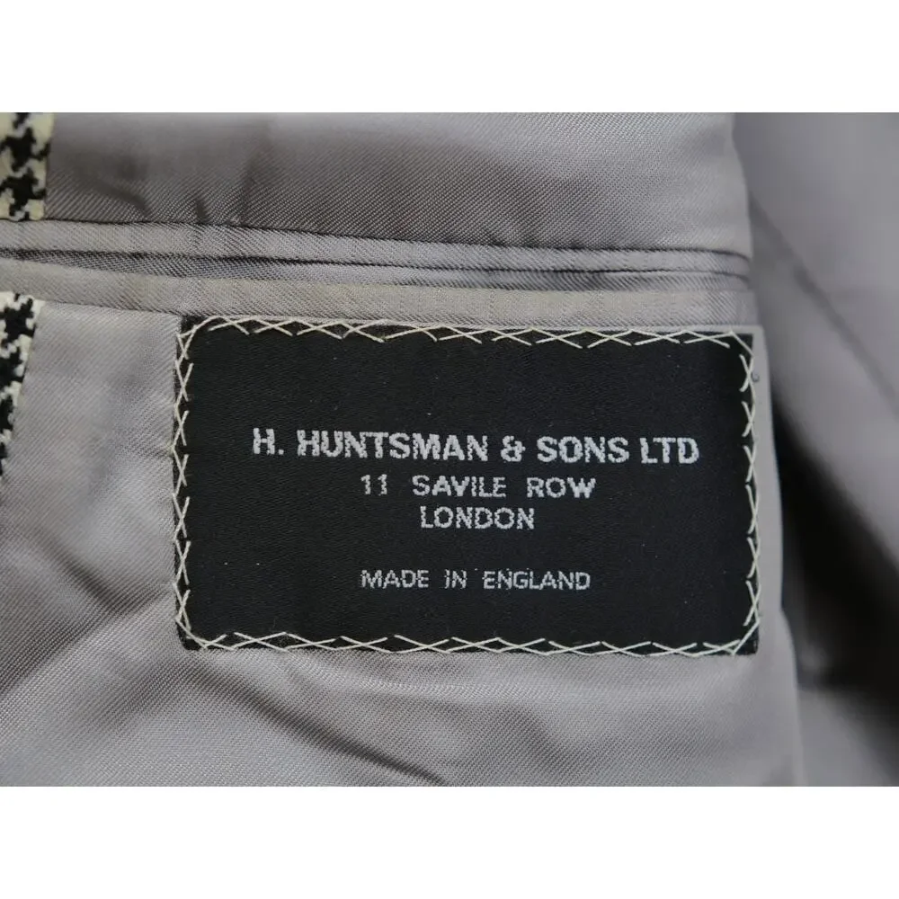 Vintage H. HUNTSMAN & SONS Houndstooth Blazer 42R Made in England Suit Jacket